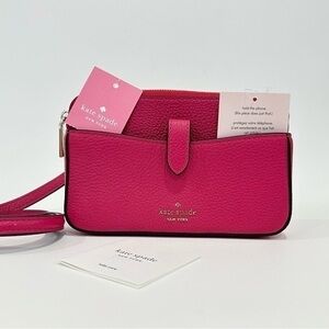 Kate Spade Leila Small Tab Crossbody Phone Purse Bag in Bright Rose